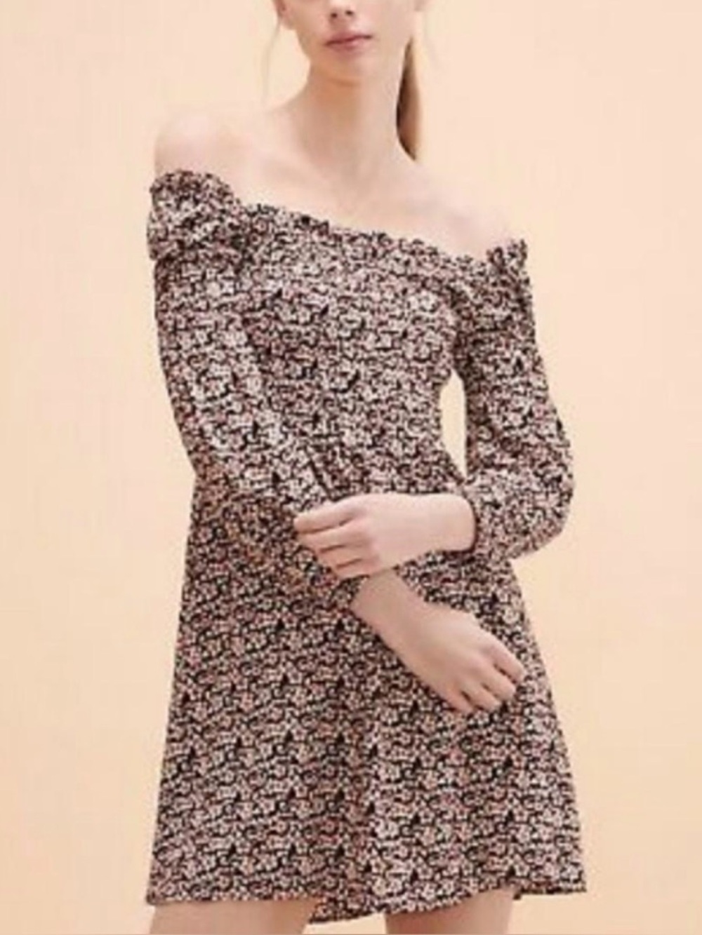 Maje Ranael Printed Flounced Mini Dress